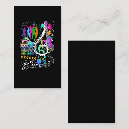 Colorful Clef Music Note Musician Pianist 名刺 (正面/裏面)