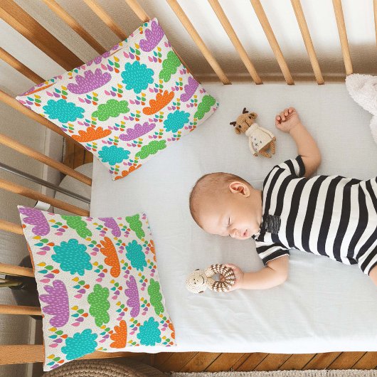 Colorful Clouds and Raindrops クッション