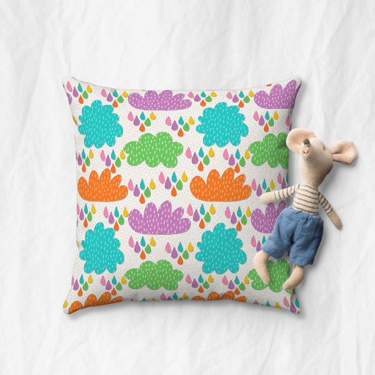 Colorful Clouds and Raindrops クッション
