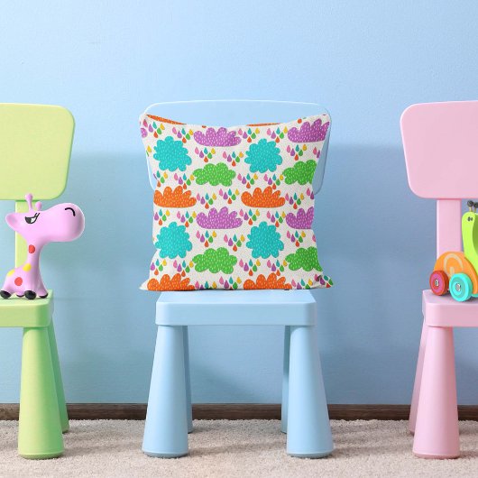 Colorful Clouds and Raindrops クッション