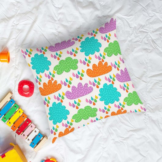 Colorful Clouds and Raindrops クッション
