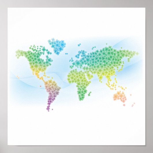 Colorful Clover World Map ポスター (正面)