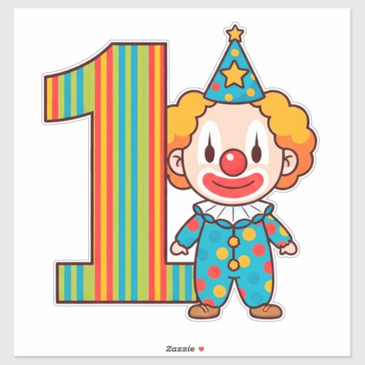 Colorful Clown With Rainbow Number シール (シート)