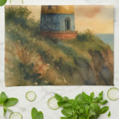 Colorful Coastal Lighthouse Kitchen Towel キッチンタオル (折り畳み)