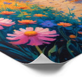 Colorful Coastal Path with Flowers and Ocean View ポスター (角)