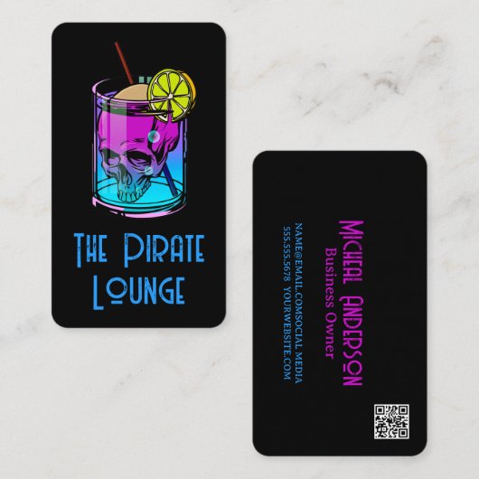Colorful Cocktail Drink | Skull 名刺 (正面/裏面)