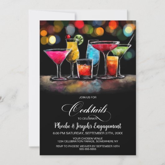 Colorful Cocktails Engagement Party 招待状 (正面)