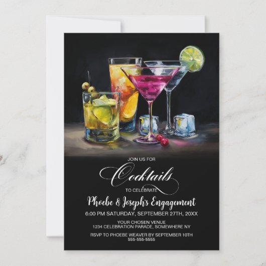 Colorful Cocktails Engagement Party 招待状 (正面)