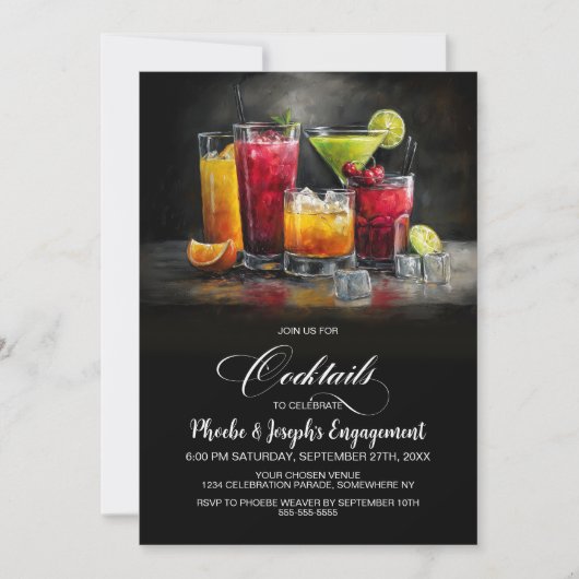 Colorful Cocktails Engagement Party 招待状 (正面)