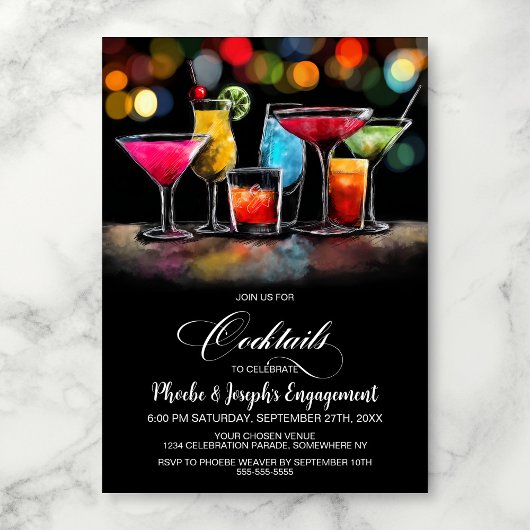 Colorful Cocktails Engagement Party 招待状