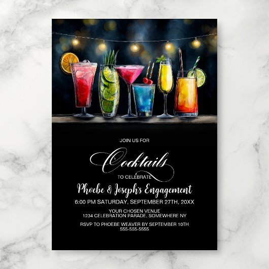 Colorful Cocktails Engagement Party 招待状