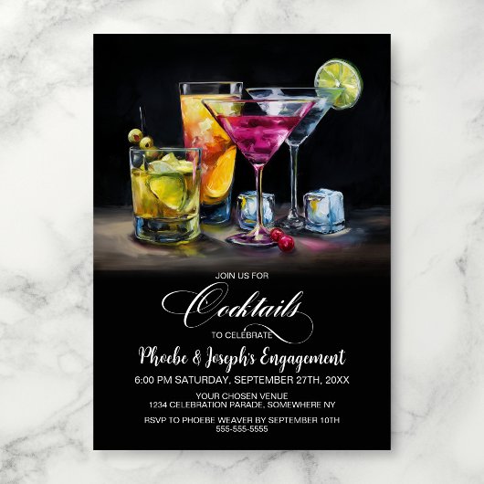 Colorful Cocktails Engagement Party 招待状