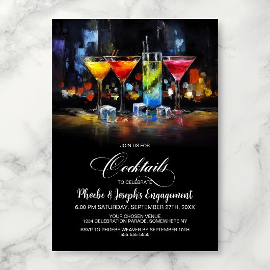 Colorful Cocktails Engagement Party 招待状