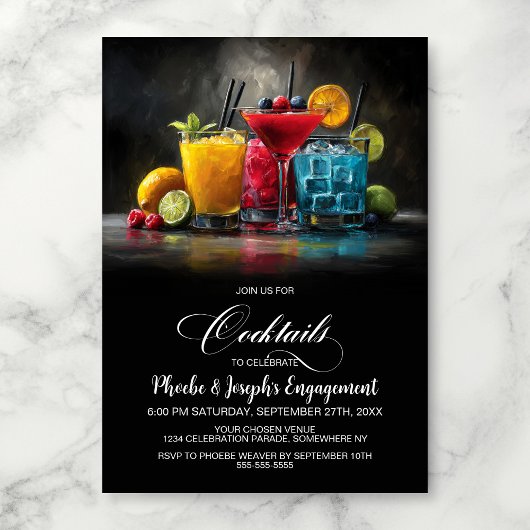Colorful Cocktails Engagement Party 招待状