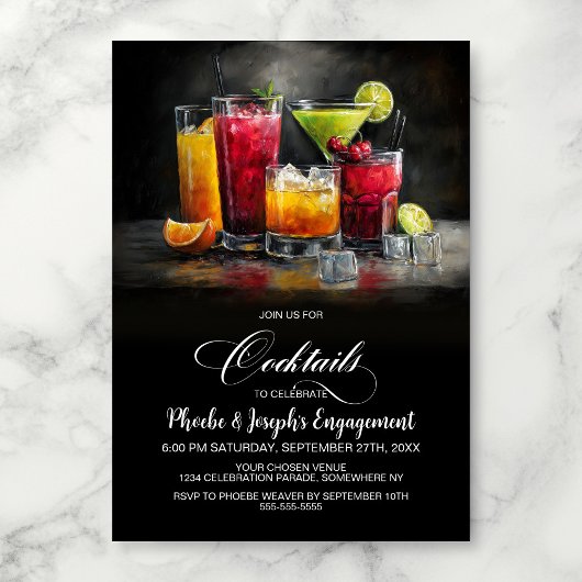 Colorful Cocktails Engagement Party 招待状
