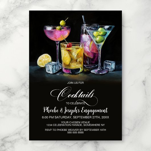 Colorful Cocktails Engagement Party 招待状