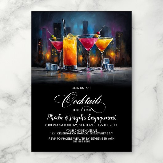 Colorful Cocktails Engagement Party 招待状