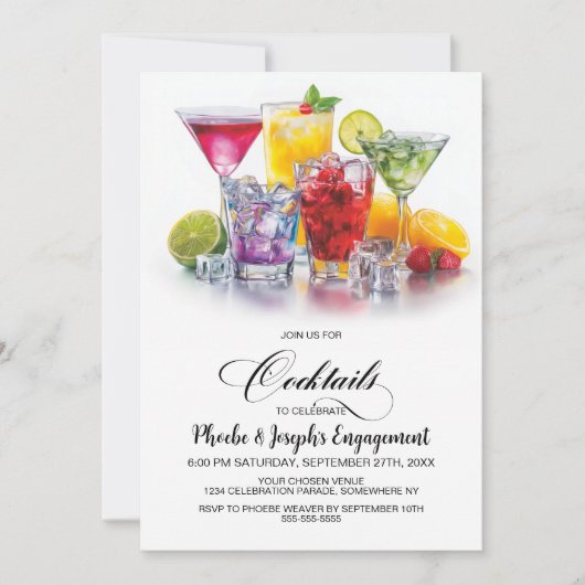 Colorful Cocktails Engagement Party 招待状 (正面)