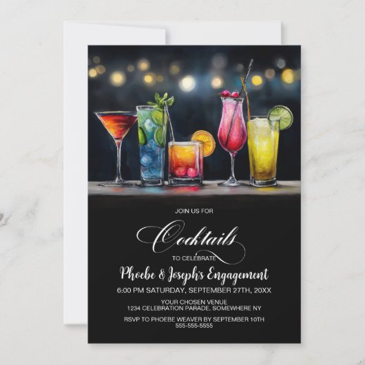 Colorful Cocktails Engagement Party 招待状 (正面)