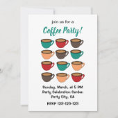 Colorful Coffee Cup Coffee Party 招待状 (正面)