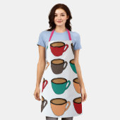 Colorful Coffee Cup Pattern  エプロン (着用した状態)