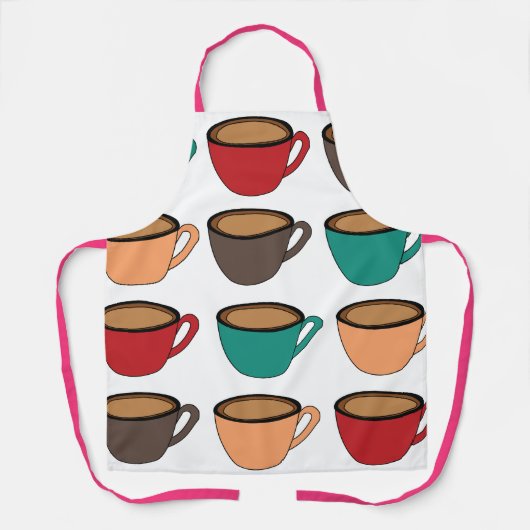 Colorful Coffee Cup Pattern  エプロン (正面)