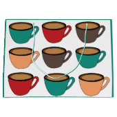 Colorful Coffee Cup Pattern ラージペーパーバッグ (正面)