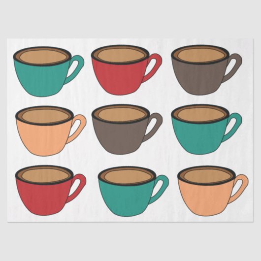 Colorful Coffee Cup Pattern 薄葉紙 (正面)