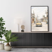 Colorful Colonial City Art Print Wall Sketch ポスター