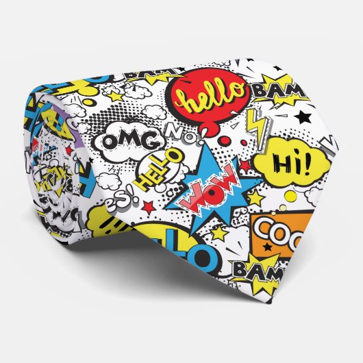 Colorful Comic Pop Art Speech Bubble Pattern ネクタイ (ロール)