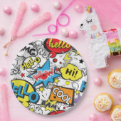 Colorful Comic Pop Art Speech Bubble Pattern ペーパープレート (パーティー)