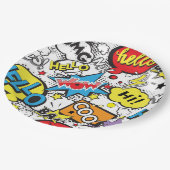 Colorful Comic Pop Art Speech Bubble Pattern ペーパープレート (アングル)