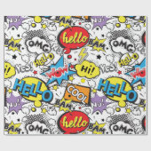 Colorful Comic Pop Art Speech Bubble Pattern ラッピングペーパー (フラット)