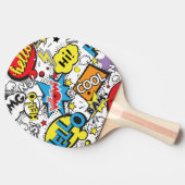 Colorful Comic Pop Art Speech Bubble Pattern 卓球ラケット (横)