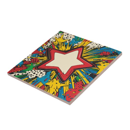 Colorful Comic Pop Art Starburst Explosion タイル (側面)