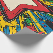 Colorful Comic Pop Art Starburst Explosion ラッピングペーパー (角)