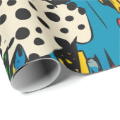 Colorful Comic Pop Art Starburst Explosion ラッピングペーパー (ロールコーナー)