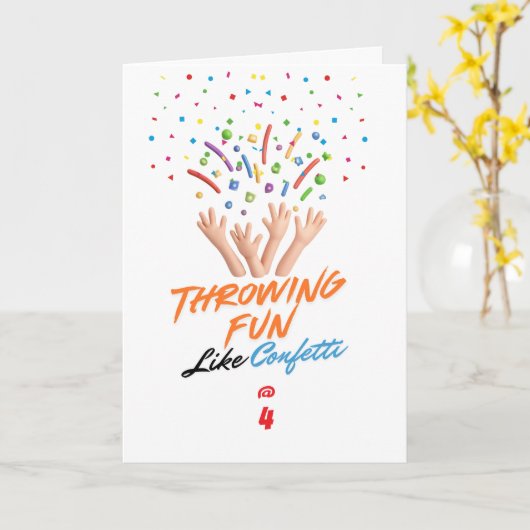 Colorful Confetti 4th Birthday Card カード (黄色い花)