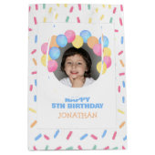 Colorful Confetti Balloon Arch Photo Birthday ミディアムペーパーバッグ (正面)