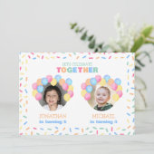 Colorful Confetti Balloon Photo Dual Birthday 招待状 (スタンド正面)