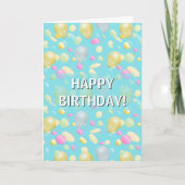 Colorful Confetti & Balloons Birthday Card カード (正面)