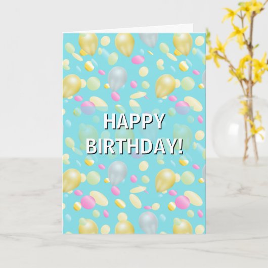 Colorful Confetti & Balloons Birthday Card カード (黄色い花)