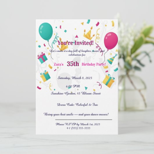 Colorful Confetti Balloons Fun 35th  招待状 (スタンド正面)