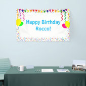 Colorful Confetti & Balloons Kids Happy Birthday  横断幕 (トレードショー)