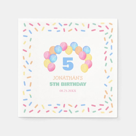 Colorful Confetti Frame Balloon Arch Birthday スタンダードカクテルナプキン (正面)