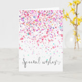 Colorful Confetti Special Wishes Pink Birthday カード (黄色い花)