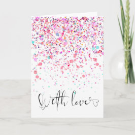 Colorful Confetti With Love Pink Birthday カード