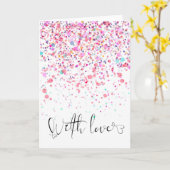 Colorful Confetti With Love Pink Birthday カード (黄色い花)