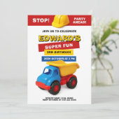 Colorful Construction Truck Birthday 招待状 (スタンド正面)