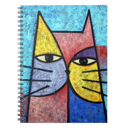 Colorful Contemporary Cubist Cat Art Notebook ノートブック (正面)